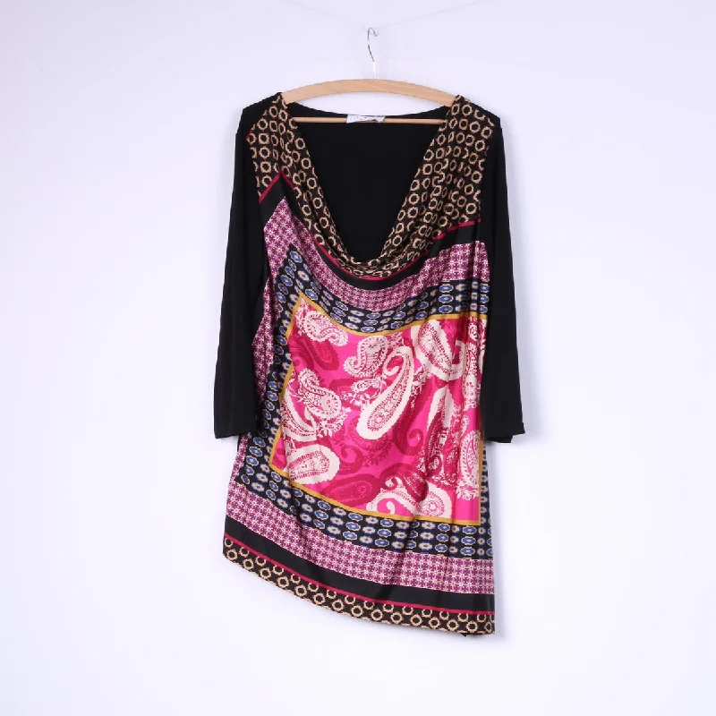 Rick Cardona Women 20 48 XL Blouse Black Abstract Print Tunic Casual Top Streetwear Style for Rick Cardona Women 20 48 XL Blouse Black Abstract Print Tunic Casual Top Streetwear Style for