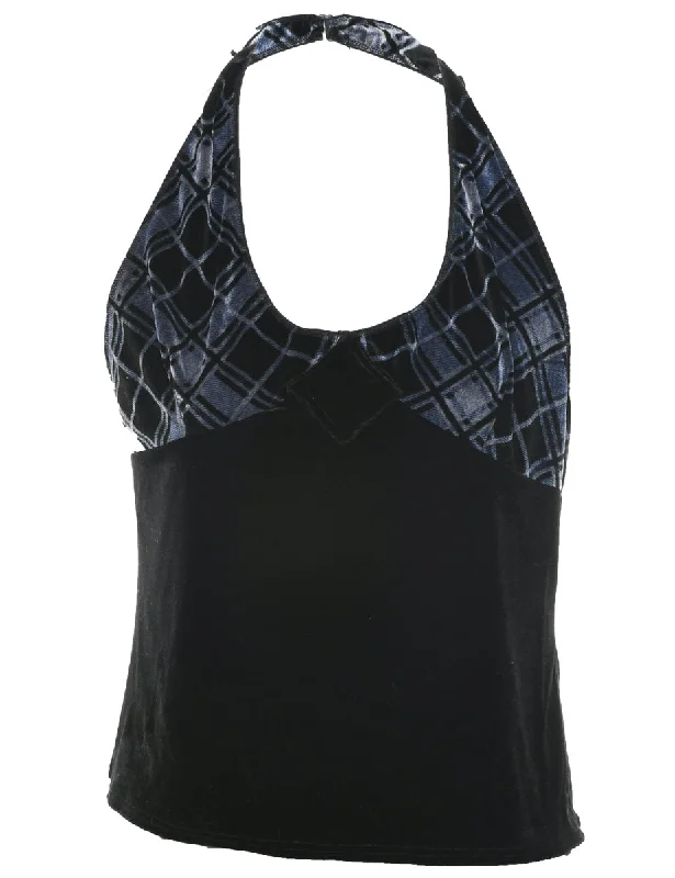 Velvet Fabric Black Evening Top - S Dynamic Women's High - energy