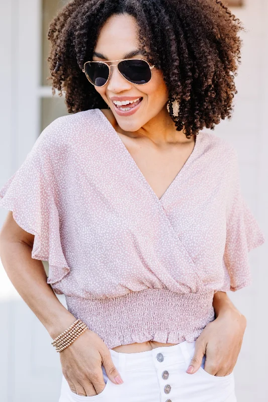 Thinking Ahead Rose Pink Spotted Top Laid - back Women's Vibe