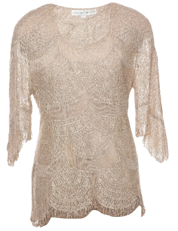 Light Brown Party Top - L Dynamic Women's Moto