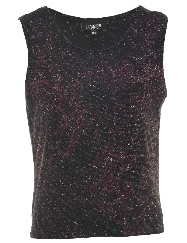 Lurex Black Evening Top - M Classic Women's Tweed