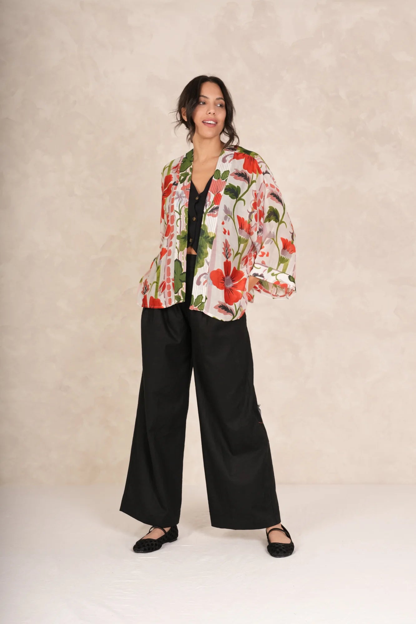 Poppy Red Kimono Feminine Women's Soft 