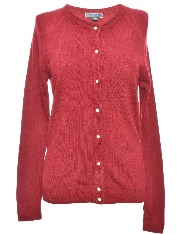 Maroon Karen Scott Cardigan - L Sleek Women's 