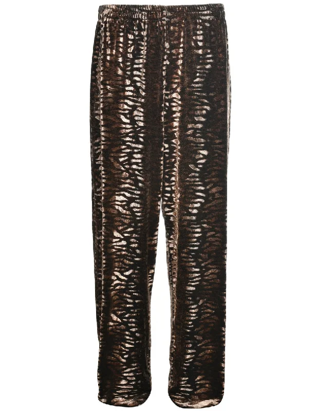 Animal Print Velvet Trousers - W29 L29 Tough Women's Military - inspired