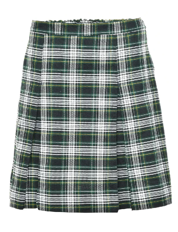 Checked Pleated Skirt - S Bold Women's Statement