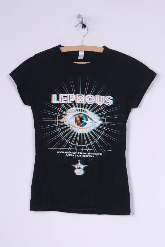 Gildan Ring Spun Womens S T-Shirt Graphic Black Cotton Leprous Short Sleeve Top Metal Band Sporty Women's Athleisure 