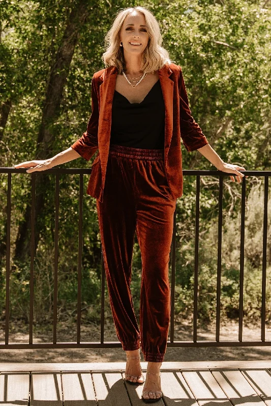 Brinton Velvet Blazer | Cinnamon Monochromatic Office Style