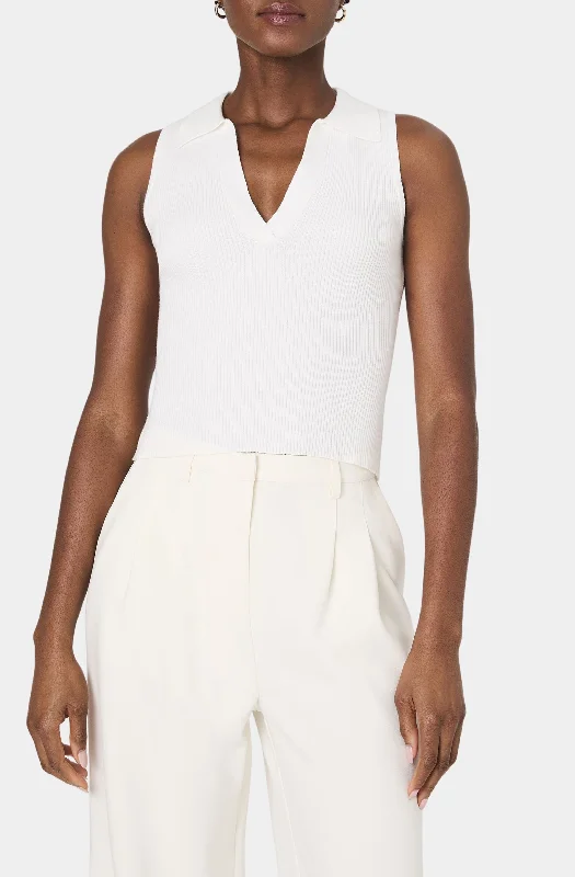 Mozza V Neck Sleeveless Sweater Sleek Women's Metallic