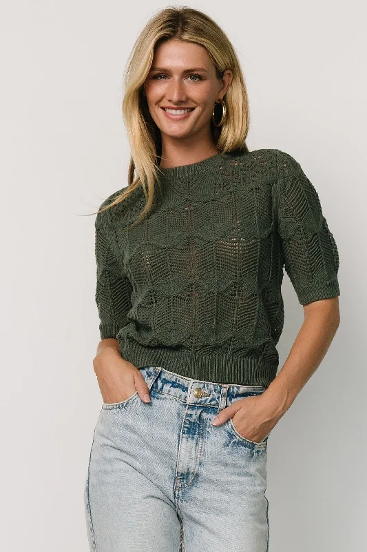 Josella Knit Top | Winter Green Earthy Women's Hemp - based
