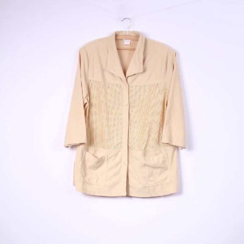 C.h.i.c.c. Womens 2XL Blouse Buttons Front Vintage Yellow Pocket Top Dapper Women's 1920S