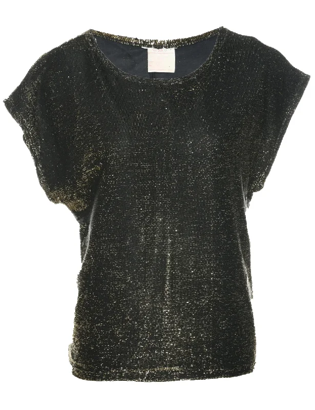 Lurex Gold Evening Top - M Refined Women's Hand - crafted