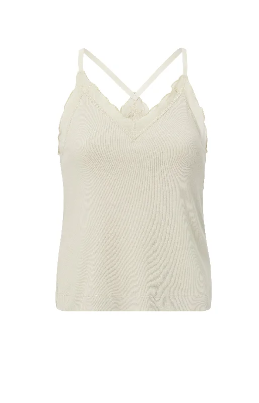 Lettie Singlet Moonstruck Gray w Woven Details Australian Beach