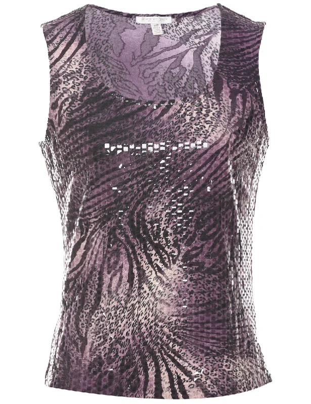 Animal Print Y2K Evening Top - S Scandinavian