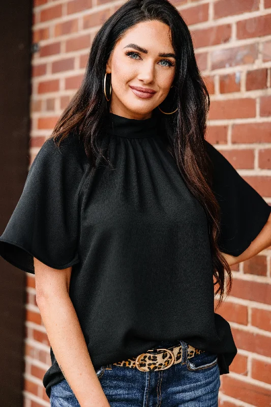 Tell Your Truth Black Mock Neck Blouse Edgy Women's Punk