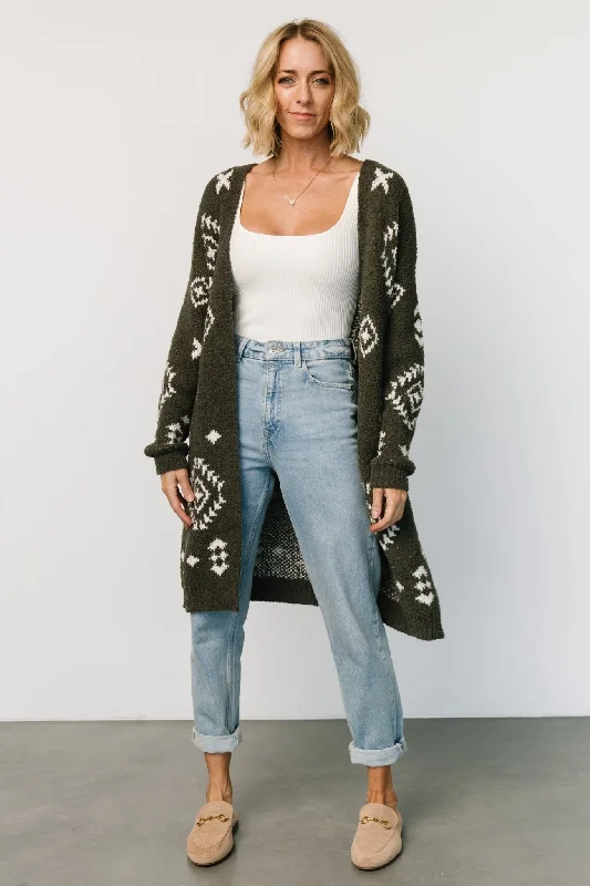 Missoula Oversized Cardigan | Olive + Off White Modern Women's 