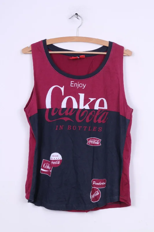 Primark Coca-Cola Womens 14/16 L Tank Top Shirt Vest Navy Cotton Country