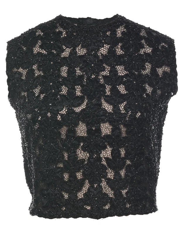 Beaded Evening Top - M Geometric