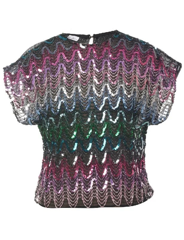 Lurex Sequins Evening Top - L Preppy Women's College