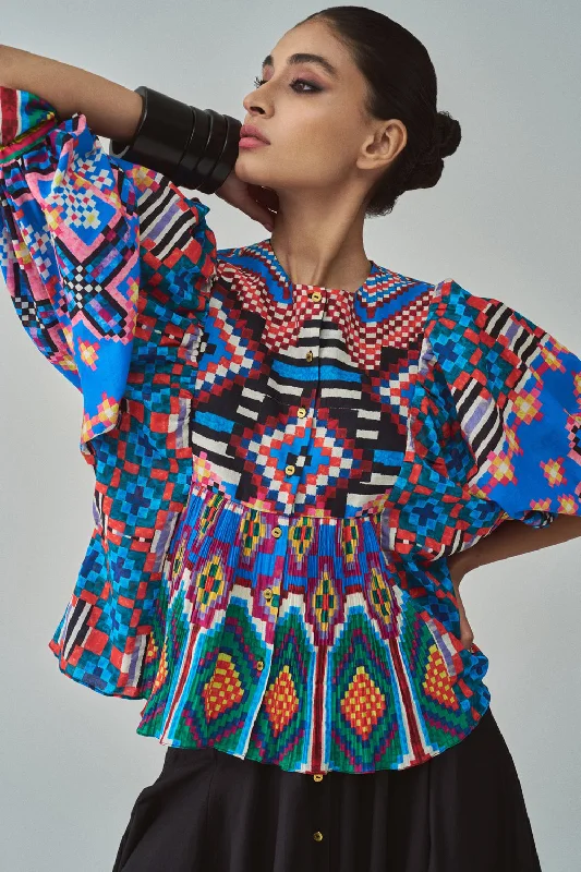 Tanya Ikat Print Blouse Elegant Women's 