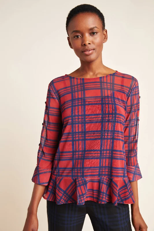 Belinda Top - Rachel Island Plaid Elegant Women's Formal 
