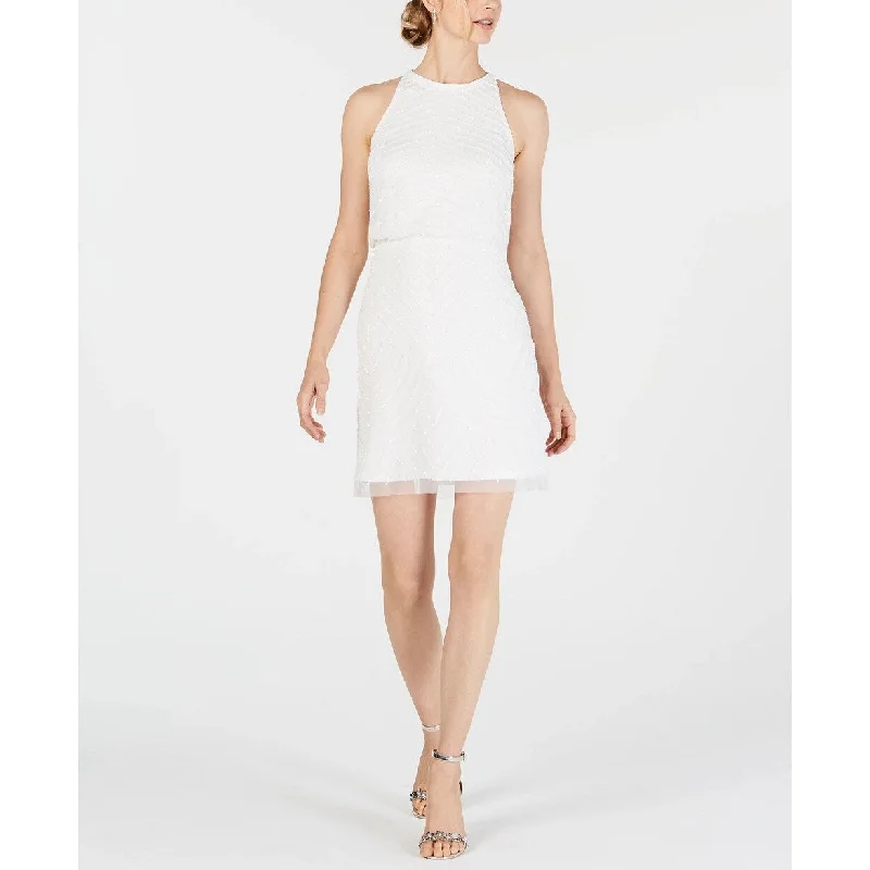 Adrianna Papell Women's Embellished Blouson Sheath Dress White Size 2