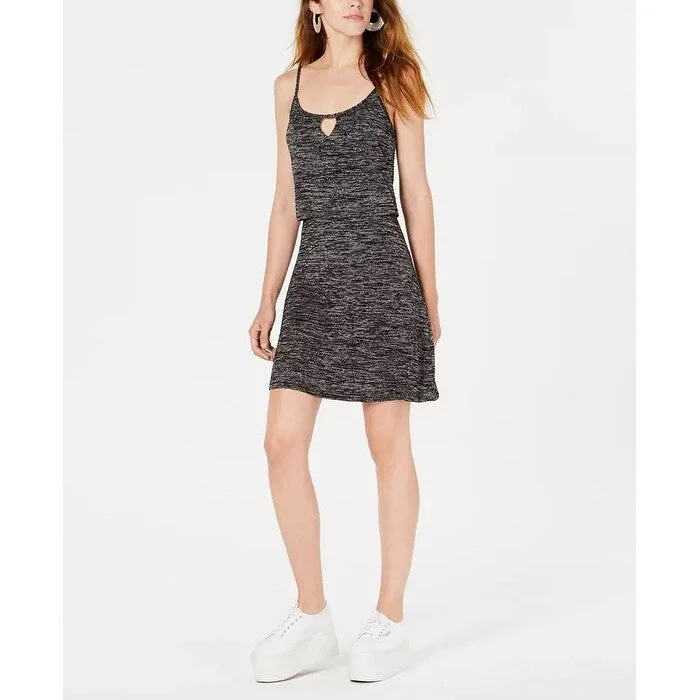 Bar III Women's Keyhole Popover Dress Gray Size Large