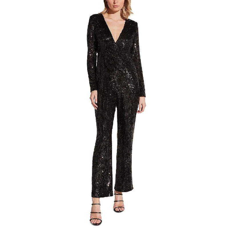 Bardot Women's Dita Sequin Long Sleeve Jumpsuit Black Size X-Large