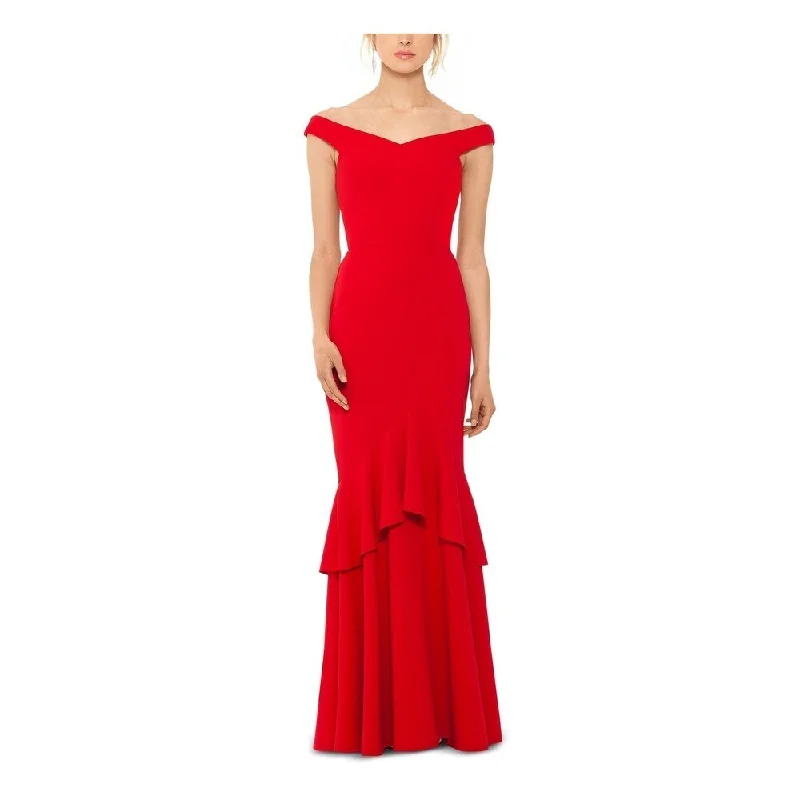 Betsy & Adam Women's Cap Sleeve Full-Length Mermaid Dress Red Size 10