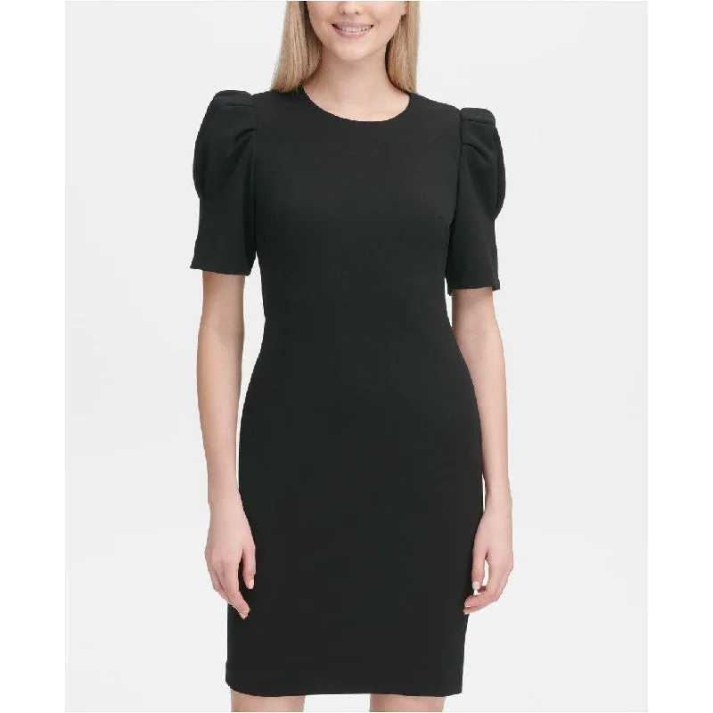 Calvin Klein Women's Puff-Shoulder Sheath Dress Black Size 10