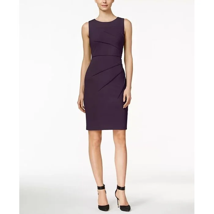 Calvin Klein Women's Sunburst Sheath Dress Purple Size 12