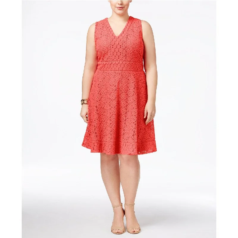 Charter Club Women's Plus Size Lace Fit & Flare Dress Red Size 4X