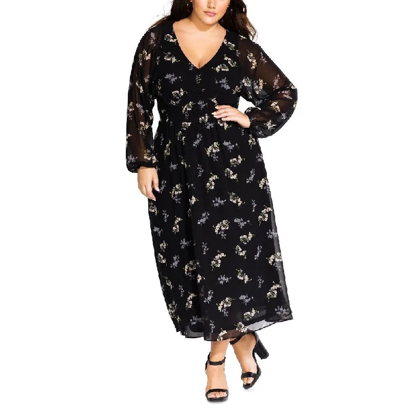 City Chic Women's Plus Size Gentle Floral Long Sleeve Black Size 22W