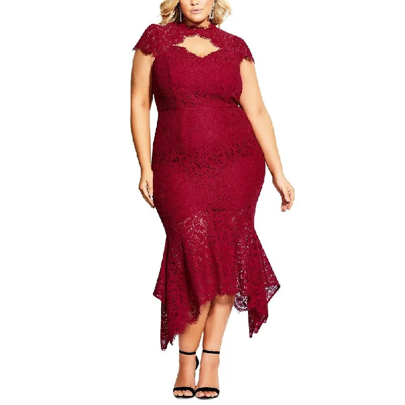 City Chic Women's Plus Size Lace Mermaid Dress Wine Size 22W