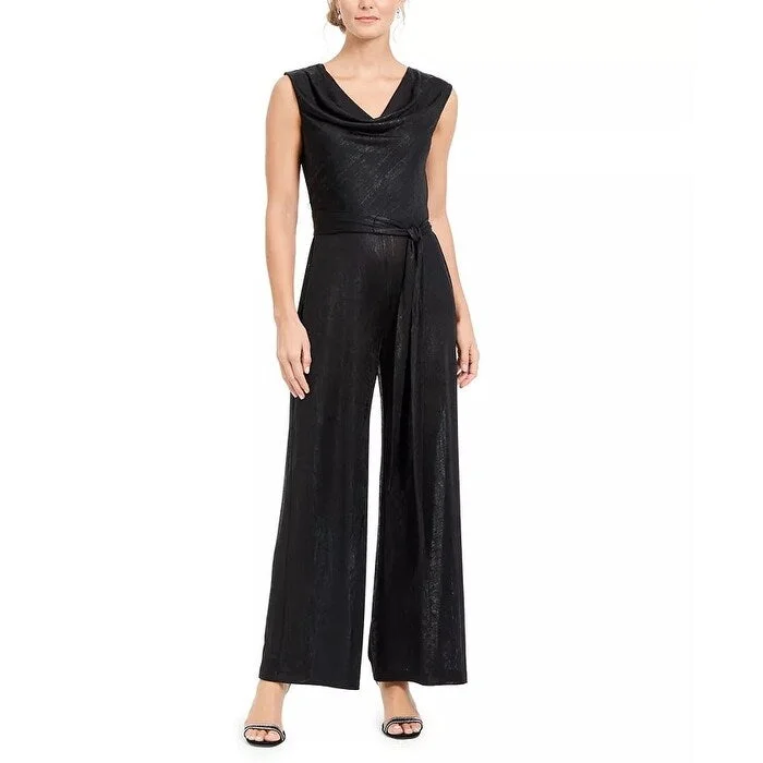 Connected Women's Cowlneck Jumpsuit Black Size 14