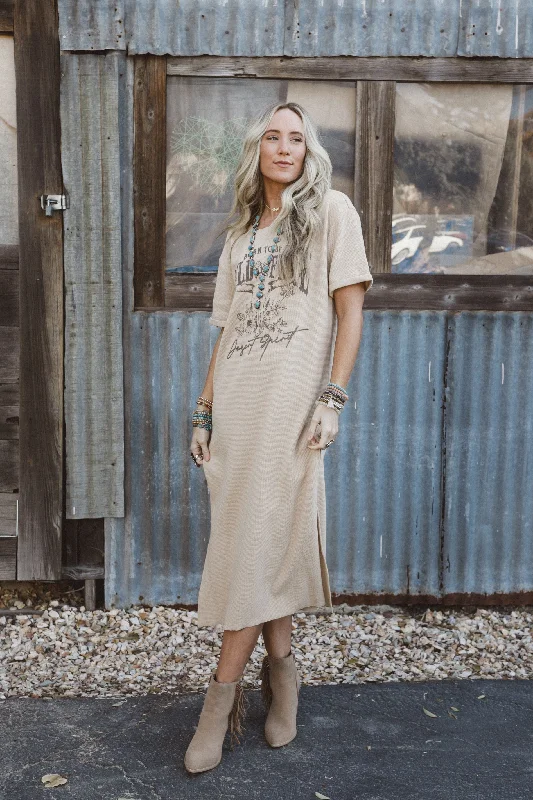 Desert Spirit Graphic Tee Dress - Taupe