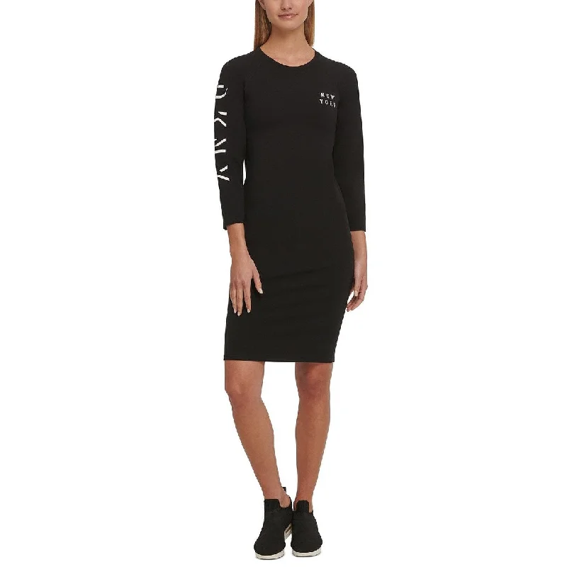 DKNY Women's Sport Shadow-Logo Dress Black Size Small