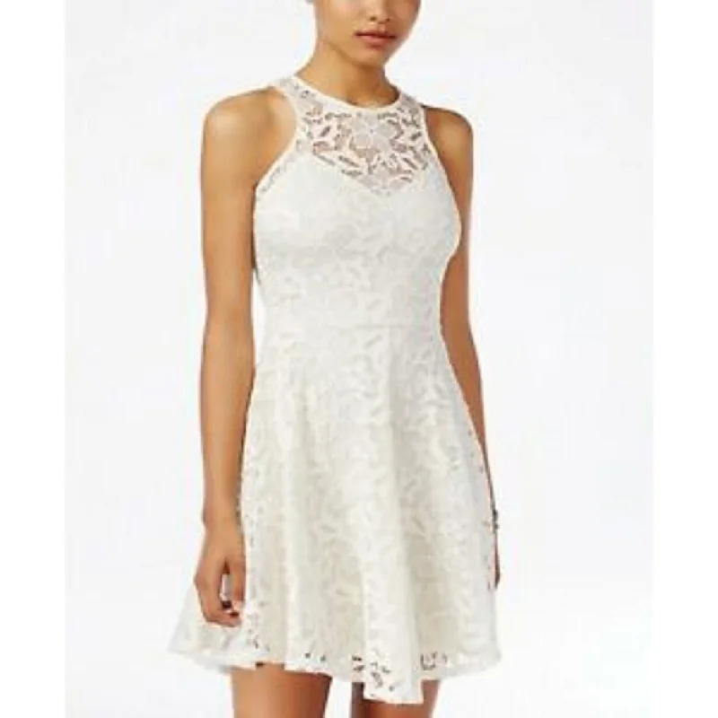 Material Girl Juniors' Lace Skater Dress White Size Extra Large