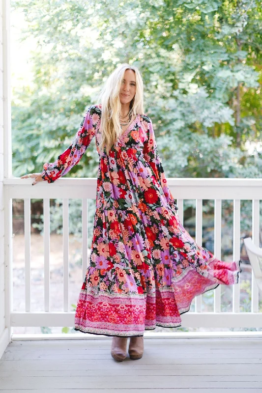 Meadow Edge Maxi Dress - Black Multi