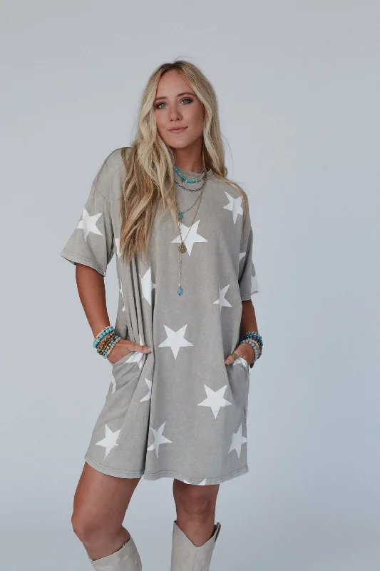 Star Power Tee Dress - Mushroom