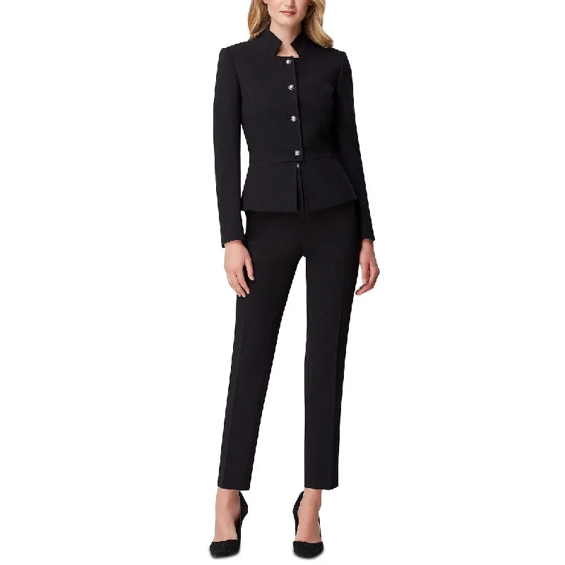 Tahari Asl Women's Petite Star-Neck Pants Suit Black Size 4 P