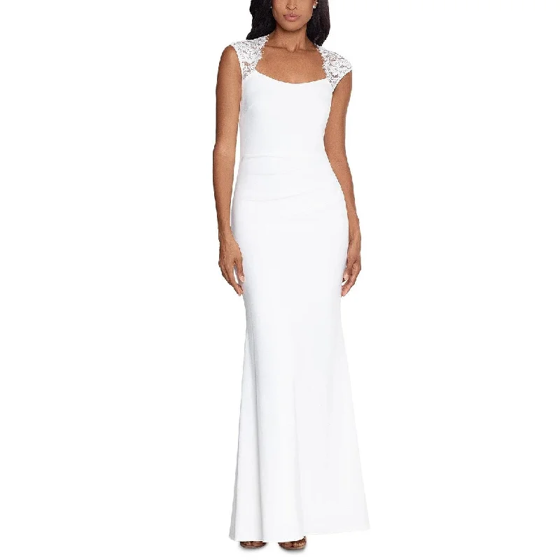 XSCAPE Women's Lace Trim Cutout Back Gown White Size 6