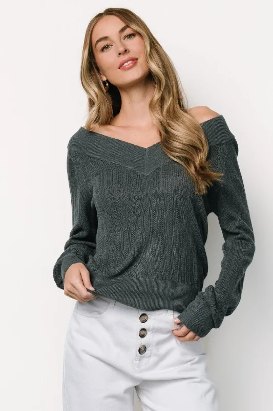 Ashby V Neck Sweater Top | Balsam