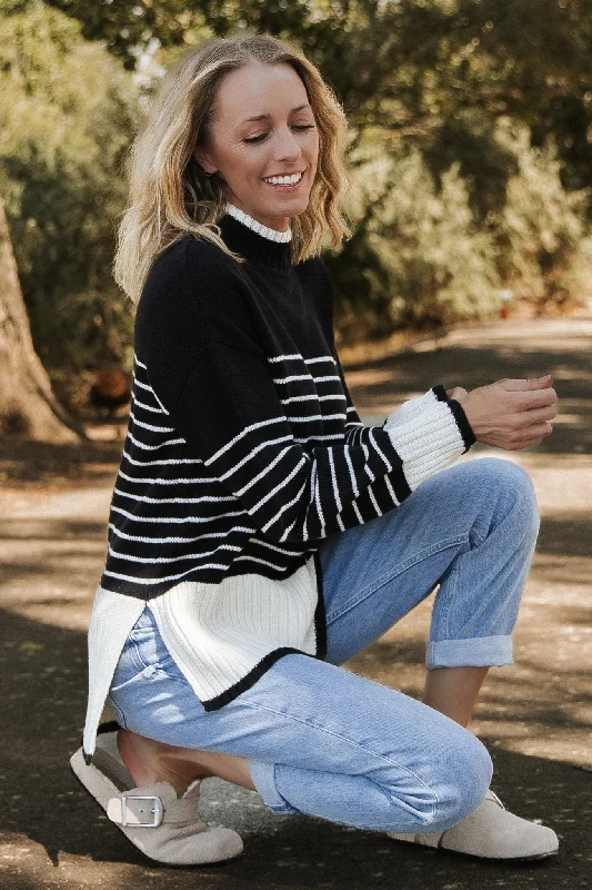 Benedict Stripe Knit Sweater | Black + Cream