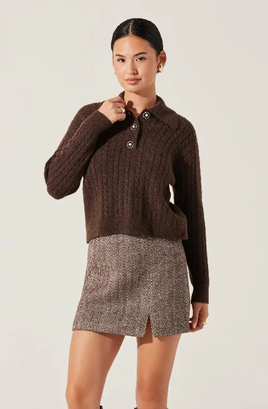 Cable Knit Polo Sweater