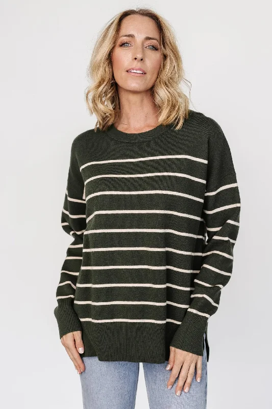 Colmar Striped Sweater | Pine + Cream