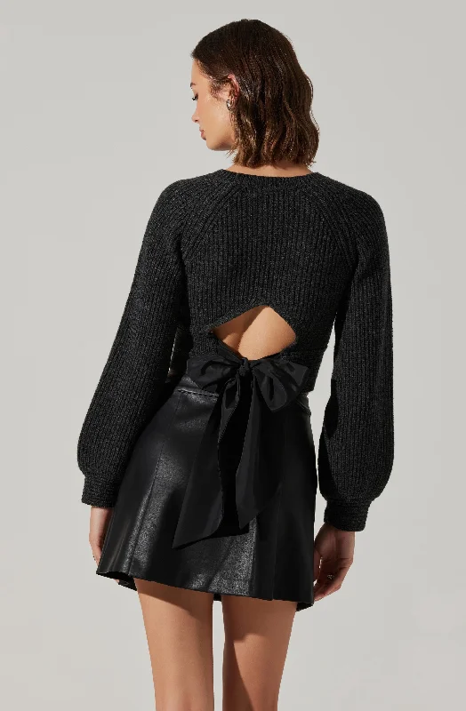 Eila Contrast Bow Back Sweater