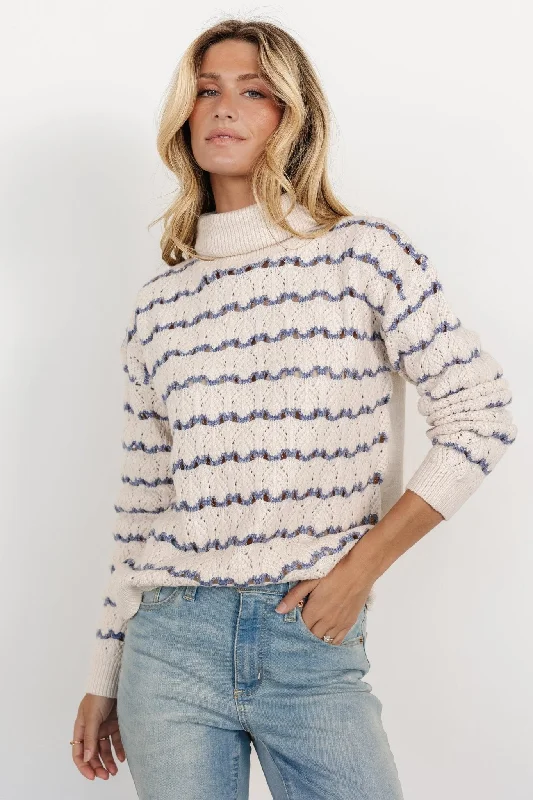 Hollis Knit Sweater | Ivory + Blue