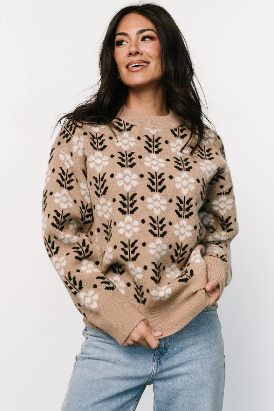 Norris Sweater | Tan Multi Floral