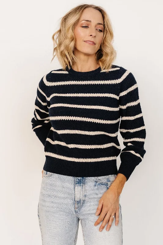 Rianne Knit Sweater | Navy + Cream Stripe