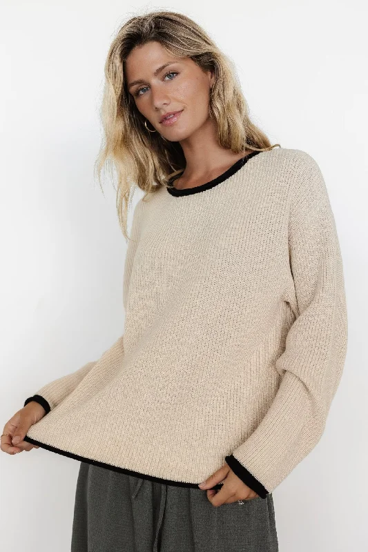 Tiffany Knit Sweater | Cream + Black